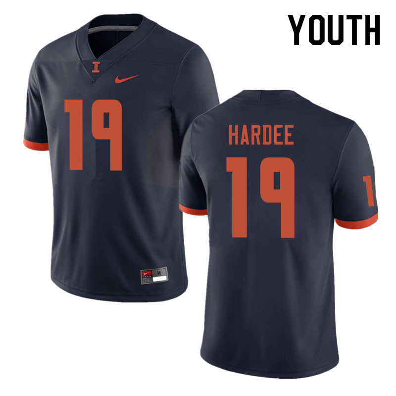 Youth #19 Justin Hardee Illinois Fighting Illini College Football Jerseys Sale-Navy